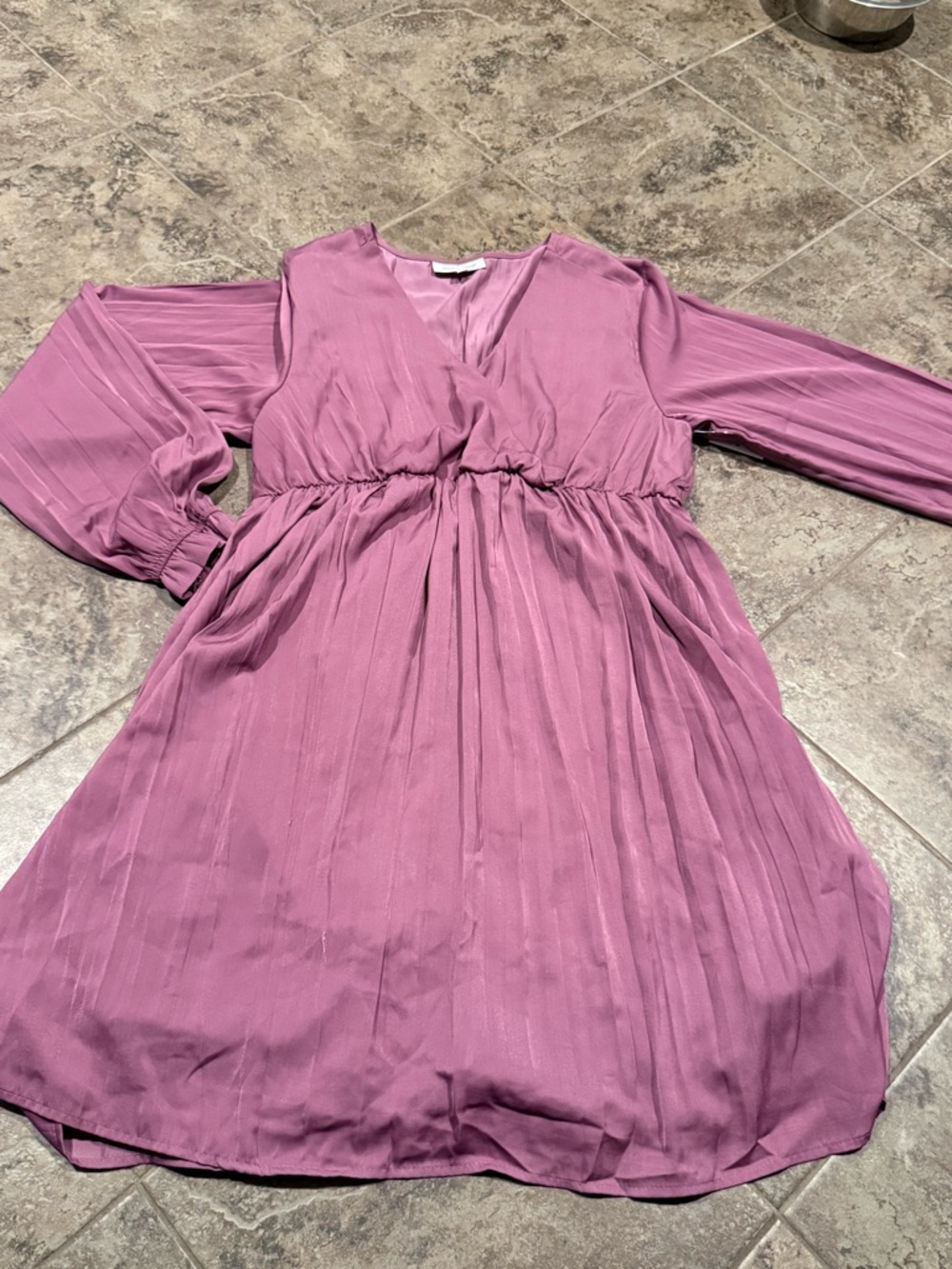 ❤️‍🔥Purple V-Neck motherhood Pleated Long Sleeve maternity Dress